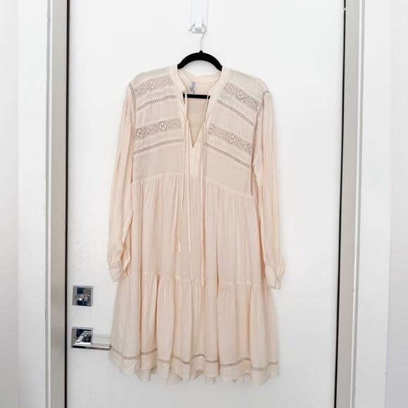 Antonio Melani Sawyer Cream Boho Long Sleeve Jacquard Dress - Picture 4 of 8